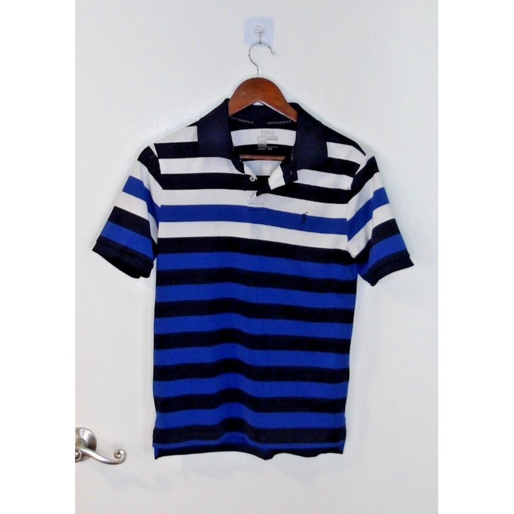 Polo Ralph Lauren Boy's Polo Shirt / Blue Stripe- Size Lg 14/16 , #5118